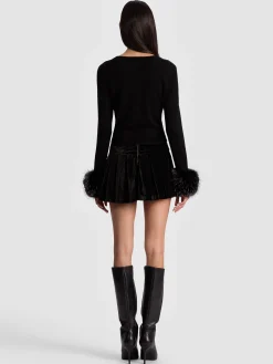 DOLLIE FAUX FUR CUFF CARDIGAN