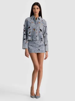 FINELY LASER-CUT DENIM SHIRT