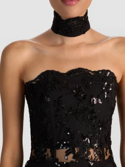 GEORGIE EMBELLISHED LACE MINI DRESS