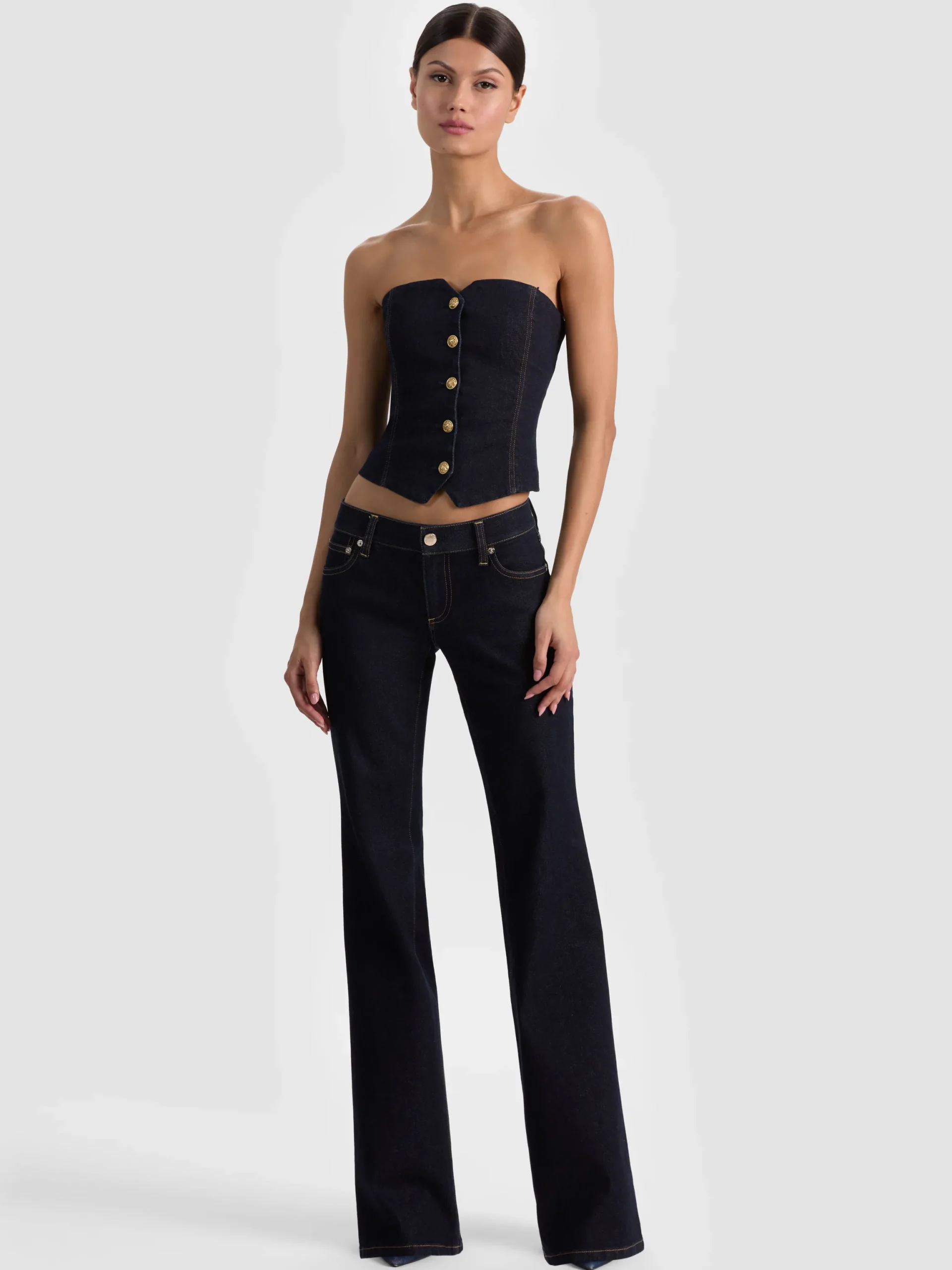KELCEY STRAPLESS DENIM VEST