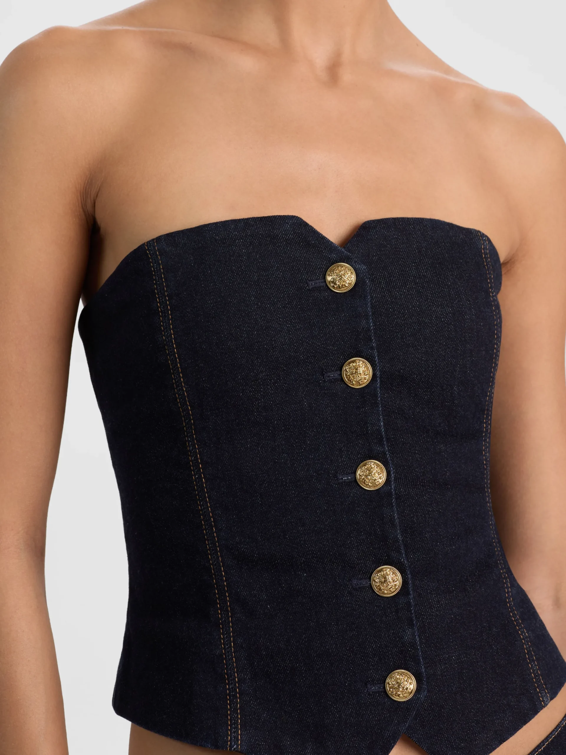 KELCEY STRAPLESS DENIM VEST