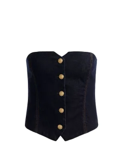 KELCEY STRAPLESS DENIM VEST