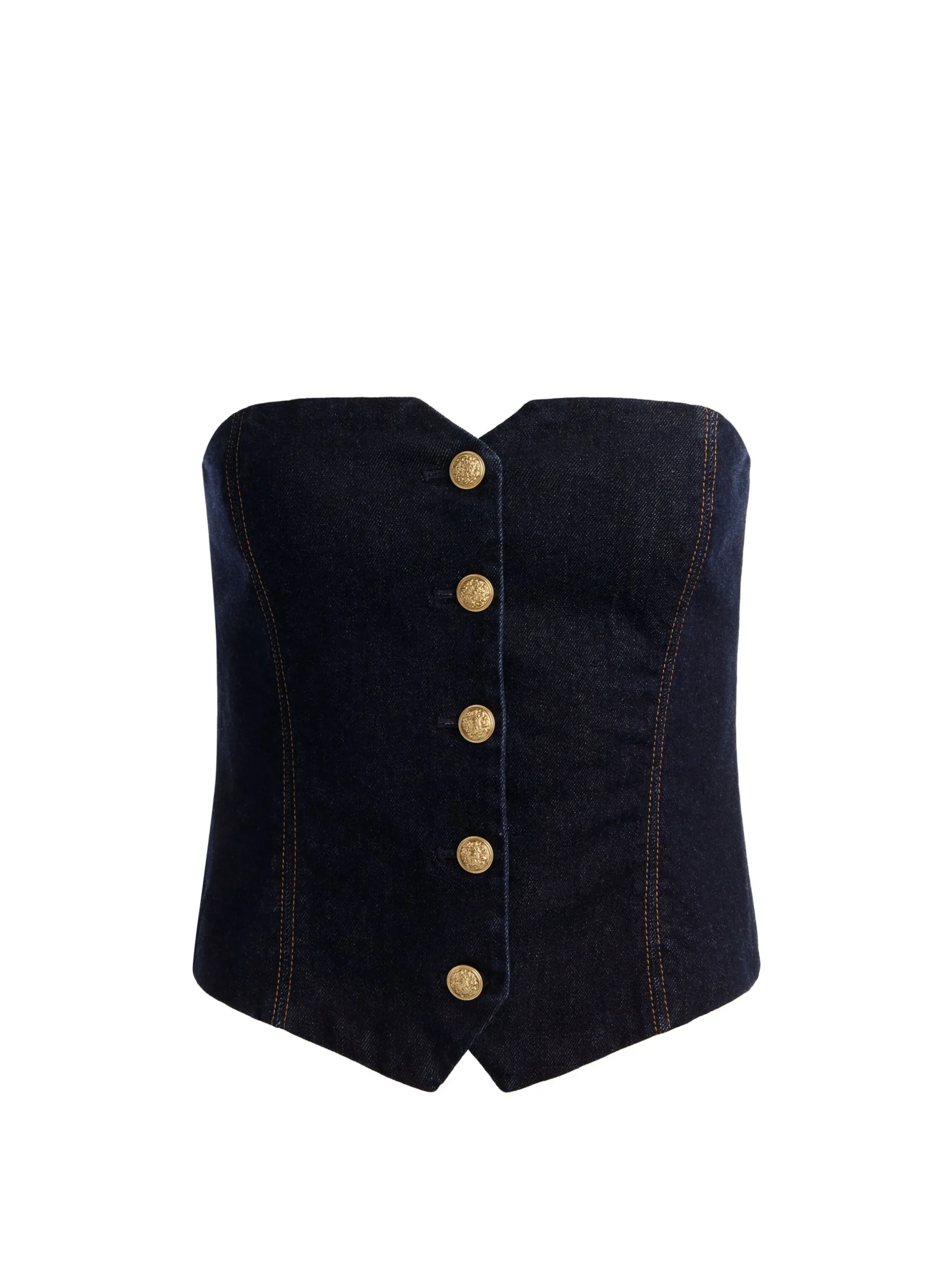 KELCEY STRAPLESS DENIM VEST