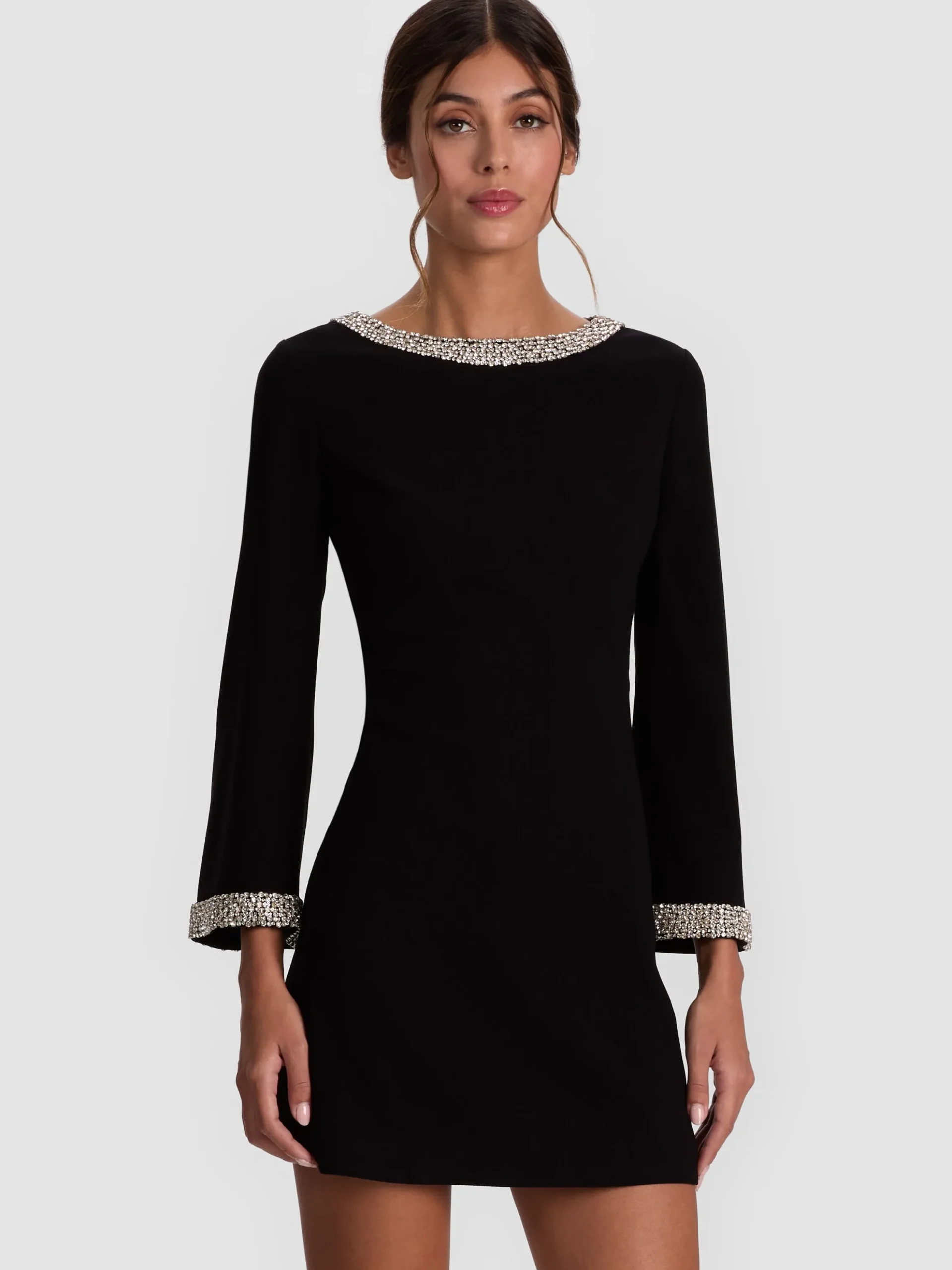 MAILYNN EMBELLISHED TRIM MINI DRESS